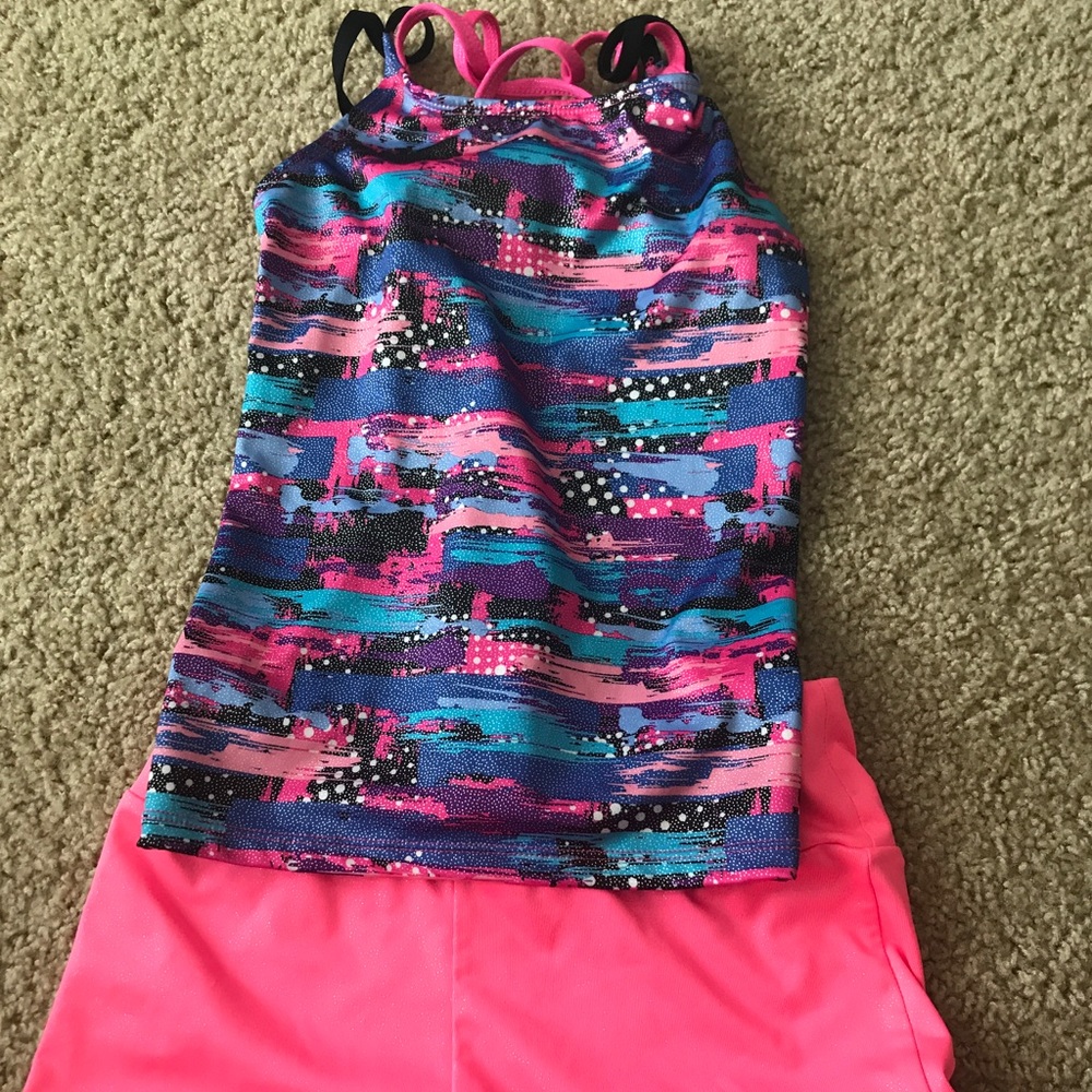 Girls Dance Cheer Activewear Set Pink Blue  10/12